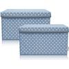 LIFENEY Set di 2 contenitori per bambini (37 x 25 x 21 cm), cestino portaoggetti per cameretta dei bambini e salotti (punti turchesi)