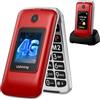 CHAKEYAKE Telefono Cellulare per Anziani, 4G Flip Cellulare per Anziani con Tasti Grandi, 2.4+1.77 Doppio Display, Dual SIM Telefono Semplice con Funzione SOS, 1200 mAh Batteria, Ladestinazione