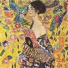 YSCOLOR Diamond Painting Signora con Ventaglio Pittura A Tutto Tondo con Diamanti Gustav Klimt Mosaico DIY Immagini di Strass Pittura Hobby Mestieri 30X30Cm