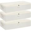 YheenLf 3 Pezzi Contenitori per Armadio Salvaspazio, Contenitore Sottoletto, con Maniglia, Scatole con Coperchio per Trapunte Coperte, Scarpe, Beige, 60×30×15cm