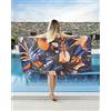 Gräfenstayn Telo mare Premium in microfibra con bottone avvolgente 80x160 cm - ÖKO-TEX 100 - telo bagno leggero, senza sabbia e ad asciugatura rapida - telo mare XXL - telo mare in grande (Jungle)