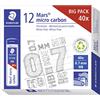 STAEDTLER 255 07-HB Mars Micro mine di ricarica per portamine - HB, 0,7 mm (confezione da 12 x tubi da 40 mine)