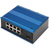 DIGITUS Industrial 8 +1-Port Gigabit Ethernet Switch Unmanaged, 8 RJ45 Ports 10/100/1000 Mbits