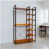 LIBEROSHOPPING Armadio in metallo nero 120x37 cm ripiani in legno e doppio appendiabiti