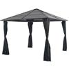 Vidaxl Gazebo con Tende in Alluminio 3x3 m Nero