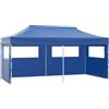 Vidaxl Gazebo Pieghevole con 4 Pareti 3x6m Acciaio Blu