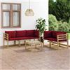 Vidaxl Set Salotto da Giardino 6 pz con Cuscini Rosso Vino