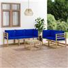 Vidaxl Set Salotto da Giardino 6 pz con Cuscini Blu