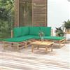 Vidaxl Set Salotto da Giardino 6pz con Cuscini Verdi Bambù