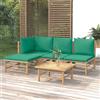 Vidaxl Set Salotto da Giardino 5pz con Cuscini Verdi Bambù