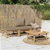 Vidaxl Set Salotto da Giardino 4pz con Cuscini Tortora Bambù