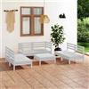 Vidaxl Set Divani da Giardino 7 pz Bianco in Legno Massello di Pino