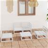 Vidaxl Set Divani da Giardino 5 pz Bianco in Legno Massello di Pino