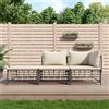 Vidaxl Set Divani da Giardino 3 pz con Cuscini Antracite in Polyrattan