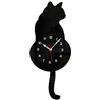 Loufy Orologio da parete a pendolo con gatto nero, orologio a forma di gatto, orologio con coda mobile, gatto oscillante, stravagante, divertente, facile da installare, facile da usare
