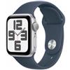 Apple Watch SE 2023 GPS 40mm Silver Aluminium Case with Storm Blue Sport Band -