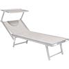 Lif LETTINO SPIAGGIA CON PARASOLE 'BUDELLI' doppio - cm.208 x 85 x h 40,5 - colore grigio