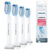 Philips Sonicare HX6054/07 Pack da 4 Testine di Ricambio S Sensitive per Spazzolino Elettrico Sonico, Per Denti Sensibili, Bianco