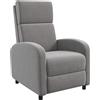 HOMCOM Poltrona Relax Reclinabile Manuale 160° con Poggiapiedi, Poltroncina Reclinabile Imbottita Ergonomica in Tessuto Effetto Lino per Camera da Letto, Ufficio, Salotto e Soggiorno, Grigia