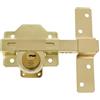 Amig - Catenaccio in sovrapposizione in acciaio per porte | Con cilindro di sicurezza rotondo | 88 x 153 mm, cilindro interno 34 mm ed esterno: 70 mm | Include chiavi a 5 punti | Acciaio Oro