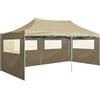 Vidaxl Gazebo Professionale Pieghevole con 4 Pareti 3x6m Acciaio Crema