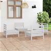 Vidaxl Set Divani da Giardino 4 pz Bianco in Legno Massello di Pino