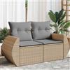 Vidaxl Divano da Giardino con Cuscini a 2 Posti Beige in Polyrattan