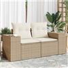 Vidaxl Divano da Giardino con Cuscini a 2 Posti Beige in Polyrattan