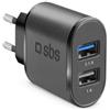 Sbs Caricabatterie WALL CHARGER 10W Fast Charge Black TETR2USB21AFAST