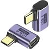 PremiumCord Adattatore USB 4, USB-C maschio a USB-C femmina 90° M/F, Ultra Speed 40 Gbit/s, connettore USB Type-C in alluminio, colore grigio