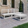 Vidaxl Set Divani da Giardino 4 pz Bianco in Legno Massello di Pino