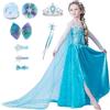 YONIER Vestito del Compleanno della Principessa Elsa di Frozen Costume da Carnevale per Bambina Cosplay Festa di Fantasia Vestito con Mantello Trasparente,Elsa,100