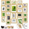 bomoe Set di 24 Cornici per Foto Nature 10x 10,5x15 cm, 8X 13x18 cm, 4X 15x20 cm, 2X 20x30 cm - Collage cornici - Cornice portafoto Multipla - Cornici Foto Multiple da Parete - Oro - cornici Parete