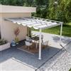 DEGHI Gazebo pergola 4x4 m in alluminio bianco e con tetto scorrevole - Norris