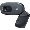 Logitech C270 Webcam HD, 720p/30fps, Videochiamate HD Widescreen, Correzione Automatica ‎Luminosità, Microfono Riduzione del Rumore