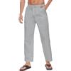 Yutdeng Pantaloni Casual Lunghi da Uomo in Lino e Cotone Estivi Leggeri Pantaloni Gamba Larga con Coulisse e Tre Tasche Pantaloni Elasticizzati per Yoga Spiaggia,Nero,S