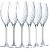Cristal d'Arques Swirly Flûte Champagne 24cl Set 6 | Cristallino, flûte per vini effervescenti, lavabile in lavastoviglie, prodotto in Francia
