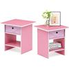 Furinno Bin Drawer Storage 2-Pack Tavolino con Cassetto, Legno Composito, Rosa/Rosa Chiaro, 39.37 x 39.37 x 45.21 cm, 2 unità