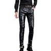Oanviso Pantaloni di Pelle Uomo Slim Fit Pantalone Moto Pantaloni in Pelle Punk Rock Metal Pantaloni Biker Ecopelle Pantaloni Elastica Taglio Gamba Dritta Pantalone di Cuoio da Uomo C Nero XL
