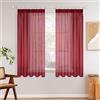 MIULEE Tende Trasparente Tenda per Interni Voile Trasparenti Camera da Letto Adatte con Anelli Soggiorno Moderne Eleganti 2 Pezzi Rosso 140 x 145 CM