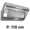 Cappa Aspirazione Professionale Snack A Parete Profondità 110 cm 18/10 Aisi 304 Senza Motore - Cappa Aspirazione Snack P 110 L 180