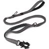Joytale Guinzaglio tattico, guinzaglio Bungee da 1,2 m-1,8 m con 2 maniglie imbottite, cintura di sicurezza per auto, guinzaglio per cani di taglia media, grande, X-large, Grigio