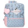 Disney Joumma Bags Minnie American Darling Zaino per bambini, blu e rosa, realizzato in poliestere, spallacci regolabili per un comodo trasporto, vari scomparti, con portachiavi pompon rosa, blu,