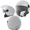 A-Pro Casco Jet Scooter Moto ECE 22-06 Doppia Visiera Parasole Bianco XL