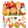 FAOKZE Giocattolo da cucina per bambini,Acccessori Cucina Bambini,Hamburger Alimenti Giocattoli Finti Accessori Cucina con Vassoio,Set Alimenti Gioco di Ruolo Educativo per Bambini