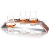 Final Touch Set da degustazione Whiskey Flight - Set di 3 bicchieri in cristallo senza piombo con supporto in legno di noce e pioppo - DuraShield rinforzato in titanio - Realizzati a mano (LFG4133)