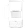 Wessper Caraffa Filtrante in Vetro 3L con 1 Cartuccia | Ricambio per Dafi Unimax Aquaphor A5 BRITA Maxtra+ PHILIPS AWP212/10 | Elimina Cloro, Impurità e Metalli Pesanti | Bianco