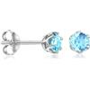 SILVEGO Orecchini da Donna in Argento 925 con Vero Topazio Azzurro 4 mm Chiusura Farfallina, JJJ1032TS