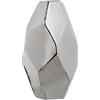 DRW Vaso da tavolo con base e bocca pentagonale in ceramica in argento 38 cm