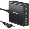 Rocoren 340W Caricatore USB C Multiplo, 8 Port PD100W QC4.0 GaN Stazione di Ricarica, Alimentatore USB C con cavo da 1.5 m, Carica batterie per MacBook Pro Air iPhone 16 Pro Max iPad Galaxy S24 Laptop
